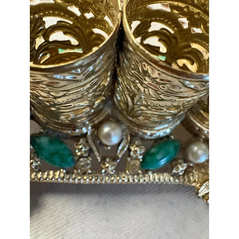 Vintage Sam Fink Gold Filigree Lipstick Holder Jeweled